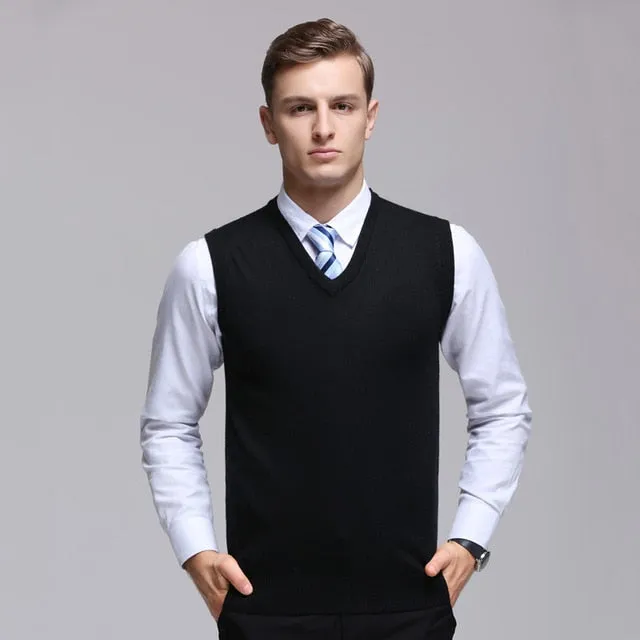 2019 New Fashion Brand Sweaters Men Pullover Solid Color Slim Fit Jumpers Knitwear Vest Winter Korean Style Casual Mens Clothes