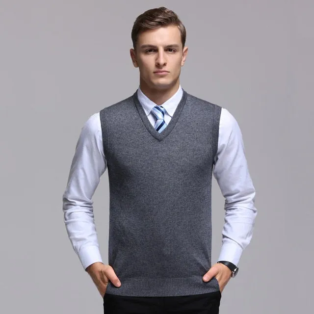 2019 New Fashion Brand Sweaters Men Pullover Solid Color Slim Fit Jumpers Knitwear Vest Winter Korean Style Casual Mens Clothes