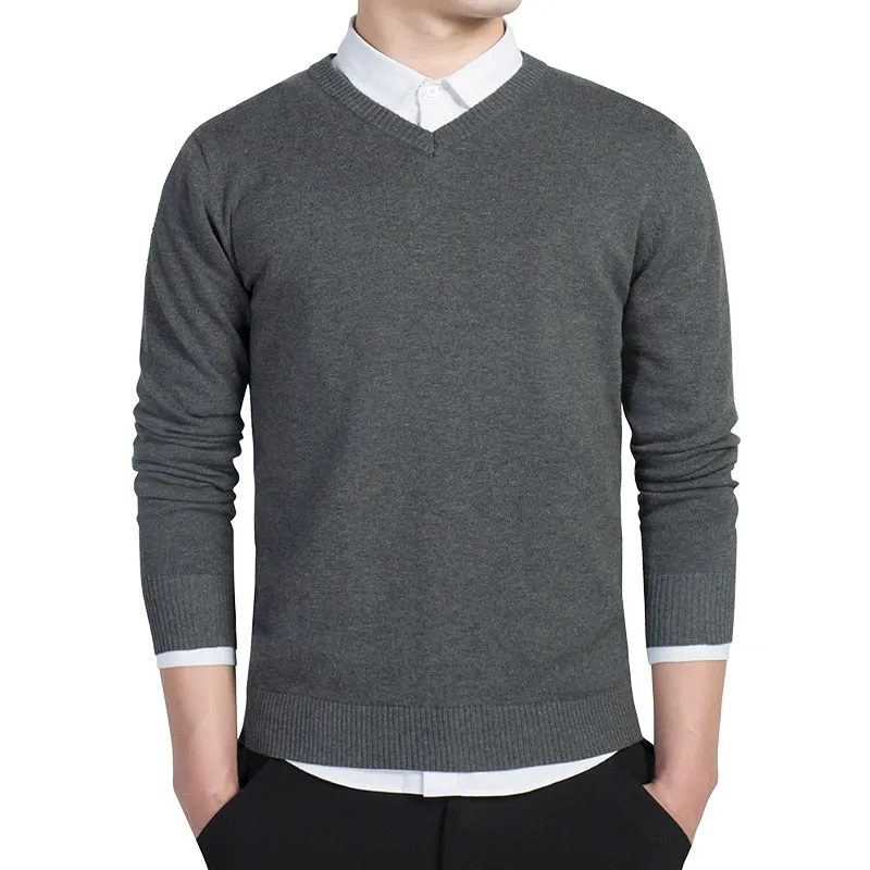 Advbridge Sweater Men Casual V-Neck Pullover Men Slim Long Sleeve Mens Sweaters Knitted Pull Homme Men Autumn Sweater Black Clothing