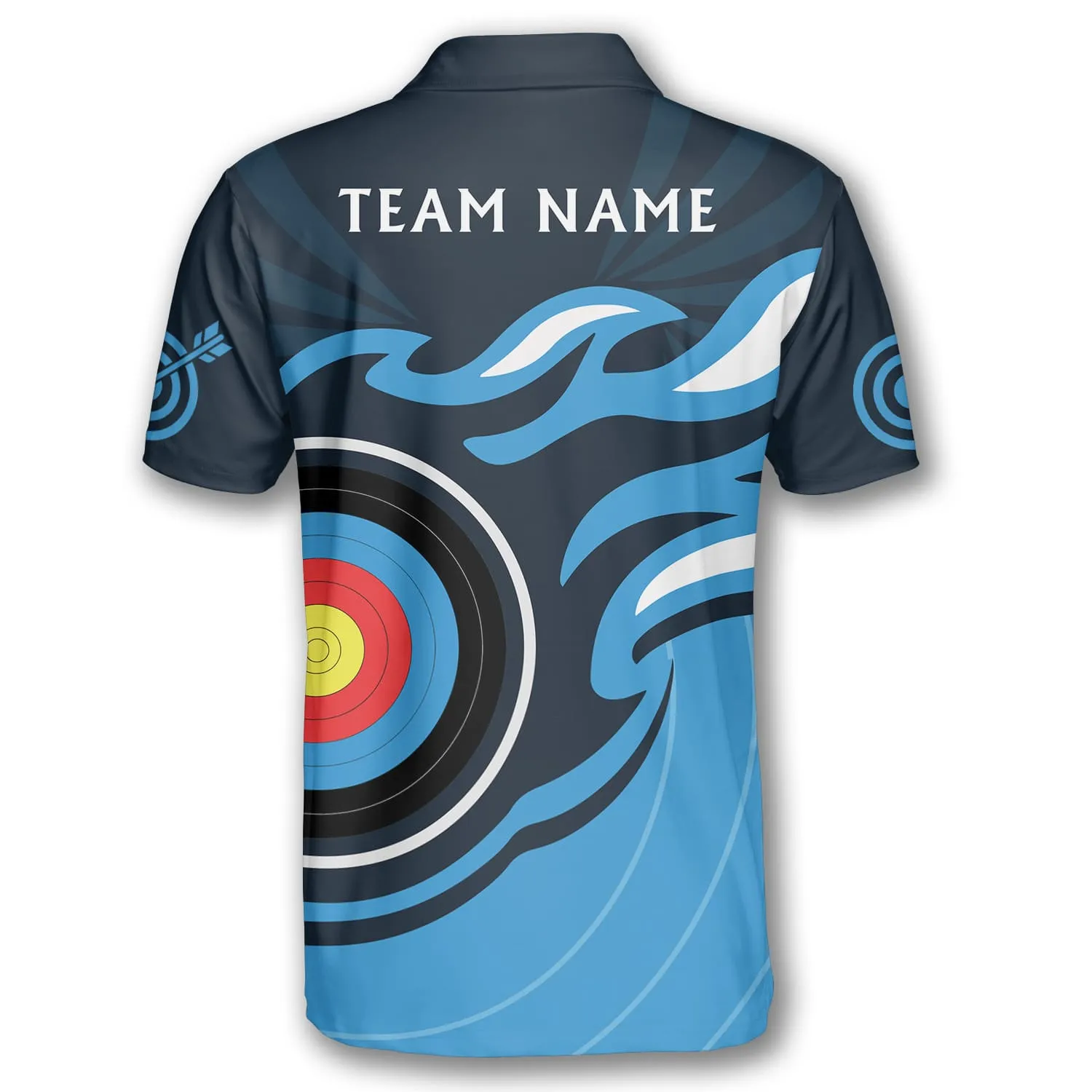 Archery Target Blue Flame Custom Archery Polo Shirts for Men, Perfect Gift for Archery