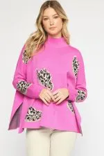 Axl Animal Print Cowboy Hat Mock Neck Long Sleeve Sweater *FINAL SALE*