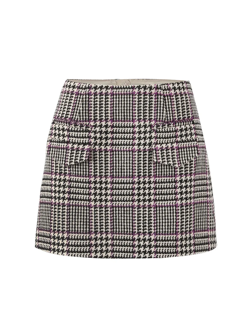 BORA AKSU HOUNDSTOOTH FLAP POCKET A-LINE MINI SKIRT