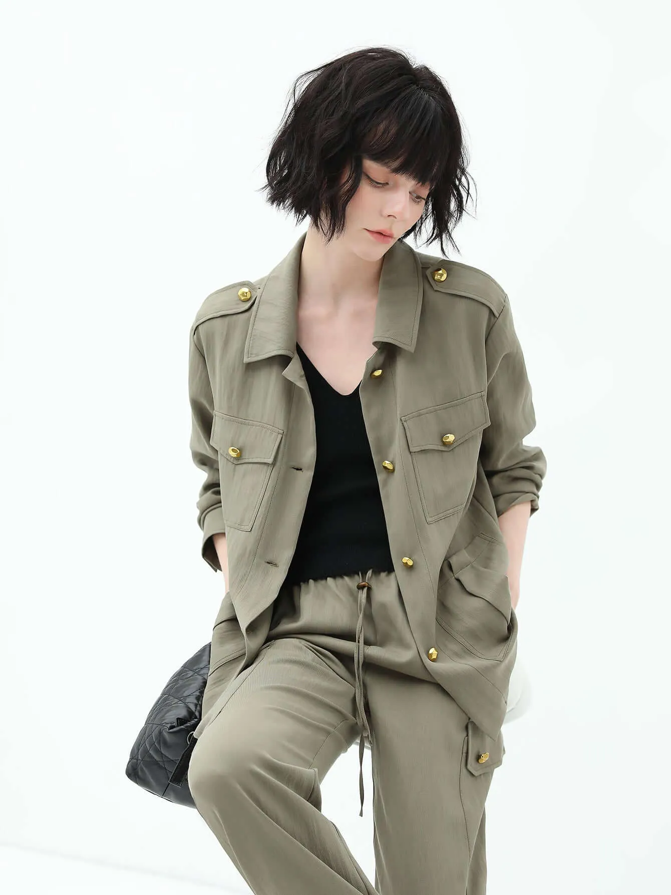 Chic Green Workwear Jacket