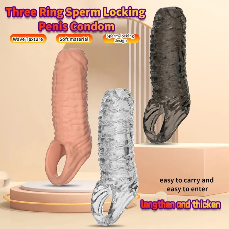 Cock Sleeve Penis Extender for Men Enhance Erection Delay Ejaculation Add Girth Length Reusable Penis Sheath