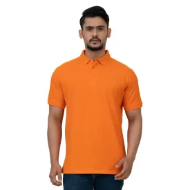 Cotstyle Cotton Fabrics Polo Short Length Plain Half Sleeve Casual & Daily Wear Men's T Shirts - Pack of 1 - Orange Colour