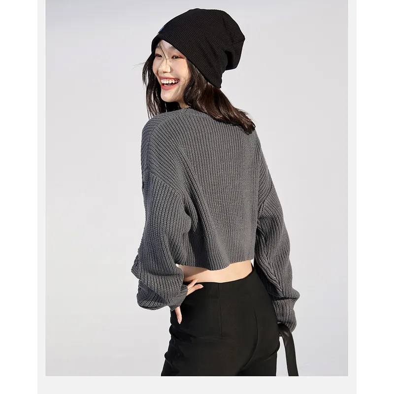 Cropped Casual Knitted Loose Fit Low Waist Letter Sweater