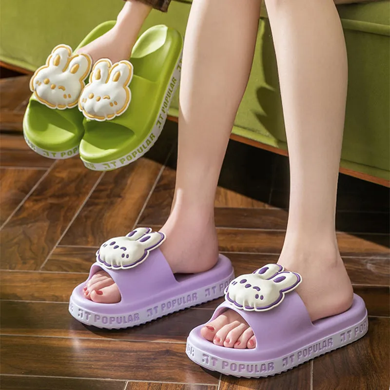 Cute Rabbit Slippers For Women Summer Fashion Letter Garden Shoes Indoor Anti-Slip Floor Bathroom Bathing Home Slipper