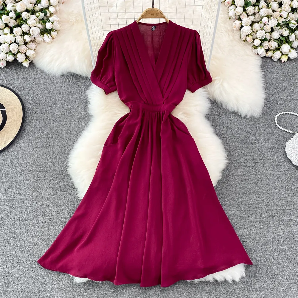 Cute v neck chiffom short dress fashion dress     S363