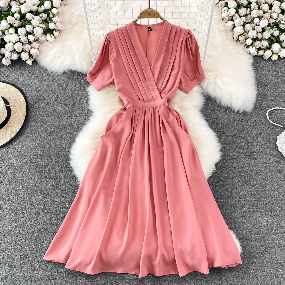 Cute v neck chiffom short dress fashion dress     S363