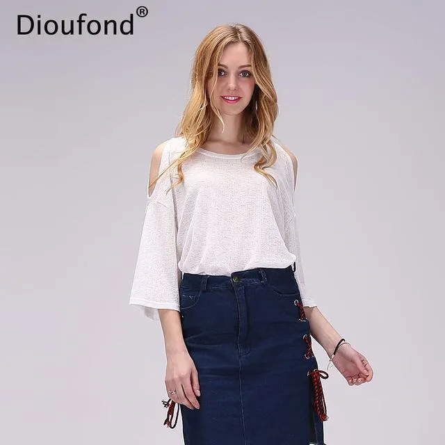 Dioufond Women Off Shoulder Autumn Blouse Short Strapless O-Neck Transparent Clothing Womens Shirts Fashion Blusas Women 2017