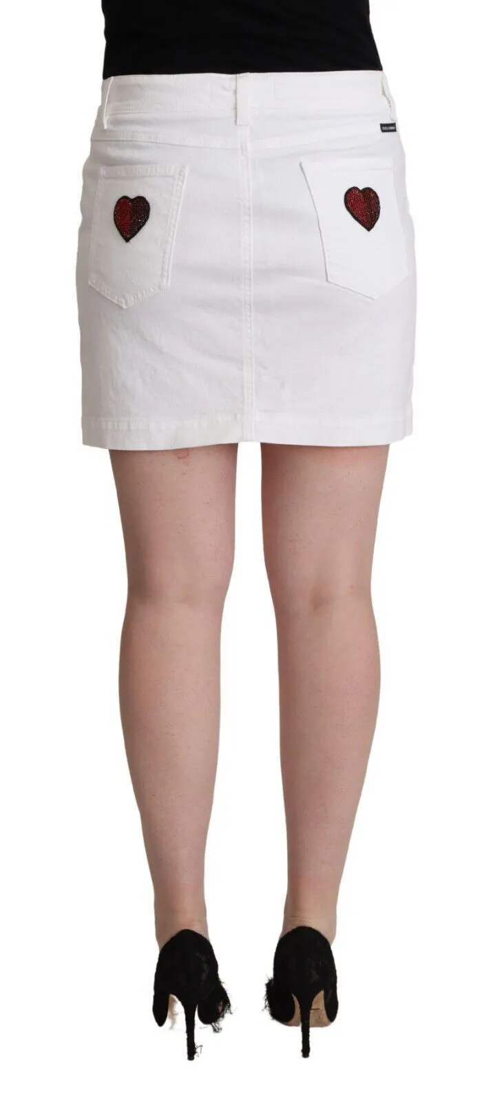 Dolce & Gabbana Chic Embellished White Denim Mini Skirt