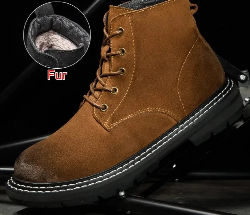 Fashion Casual Men Shoes Genuine Leather Boots Lace Up Waterproof Handmade Comfortable Business Boots Size 37-46