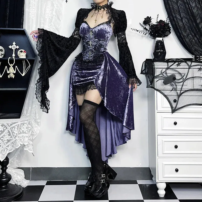 French Sling Purple Dark Gothic Trailing Fashion Fairy Waist Grunge High Slim Irregular Frock