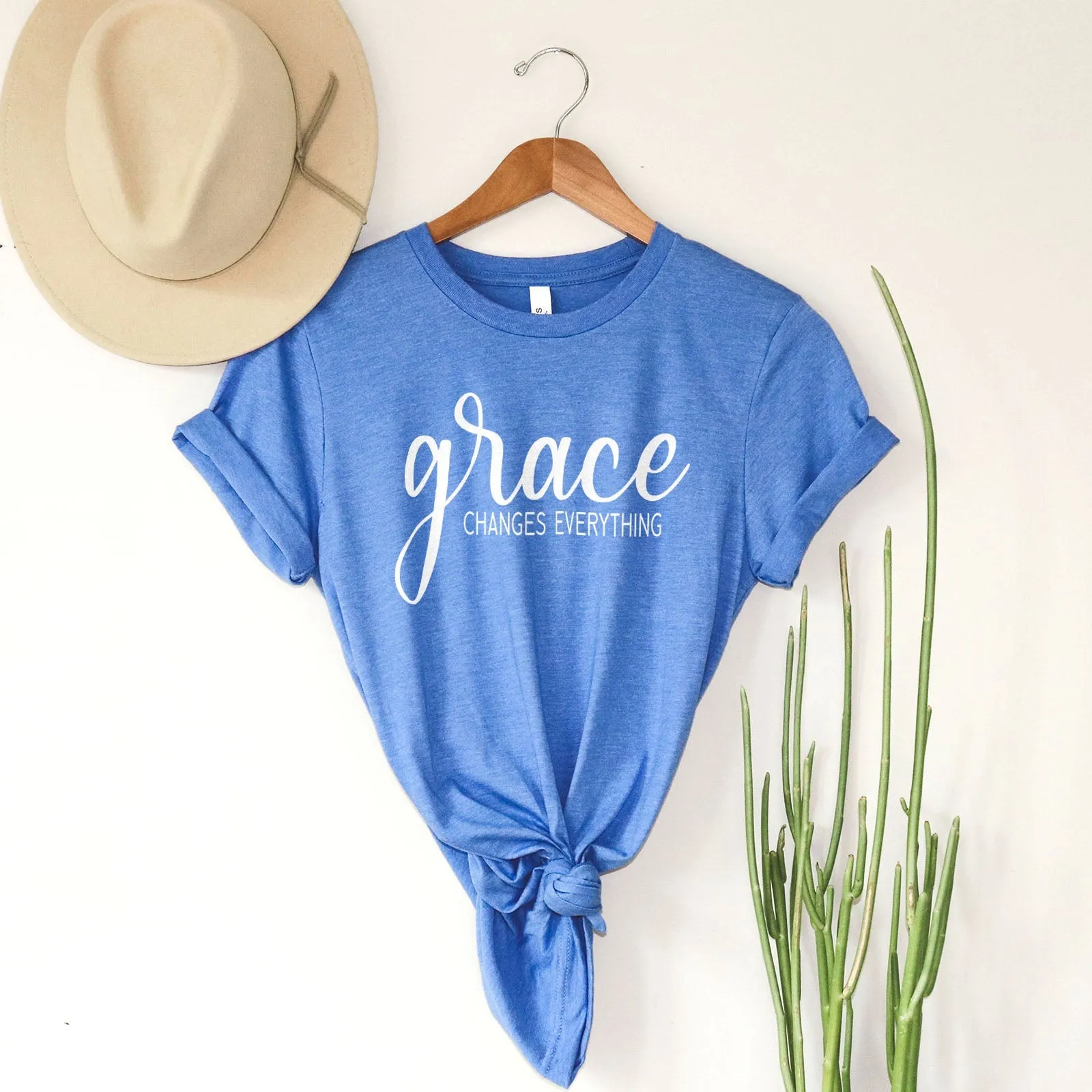 Grace Changes Everything Simple Tee Shirts For Women - Christian Shirts for Women - Religious Tee Shirts