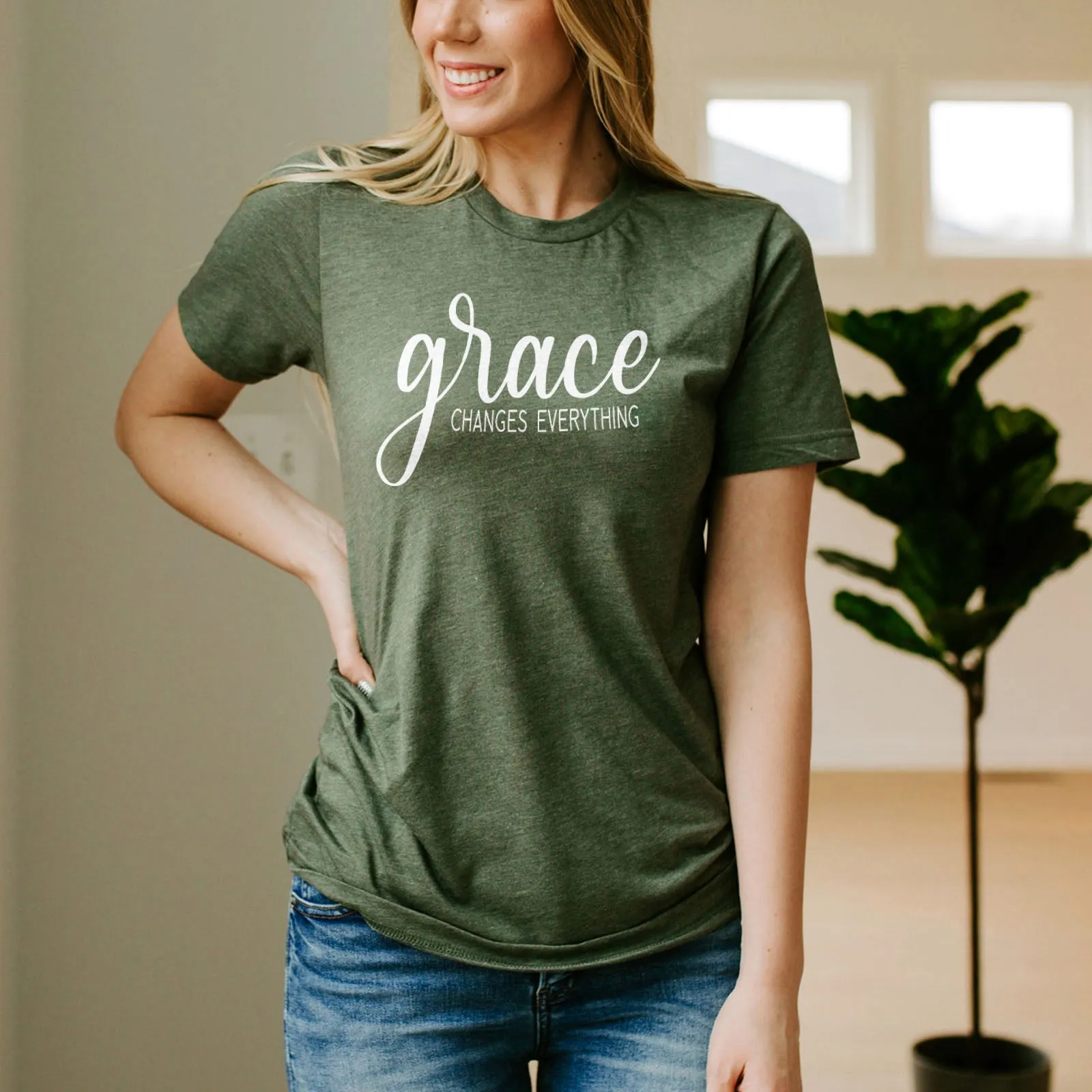 Grace Changes Everything Simple Tee Shirts For Women - Christian Shirts for Women - Religious Tee Shirts