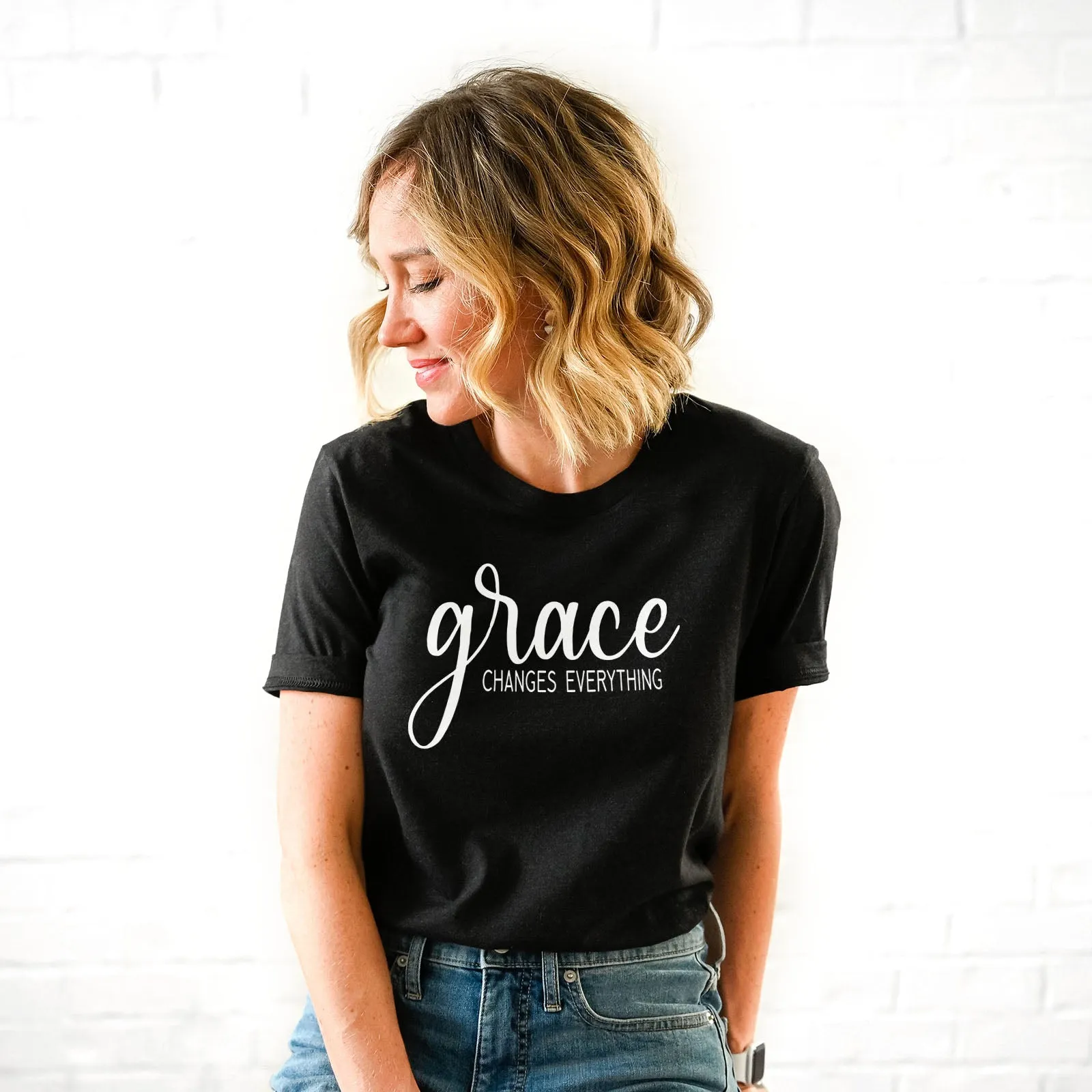 Grace Changes Everything Simple Tee Shirts For Women - Christian Shirts for Women - Religious Tee Shirts