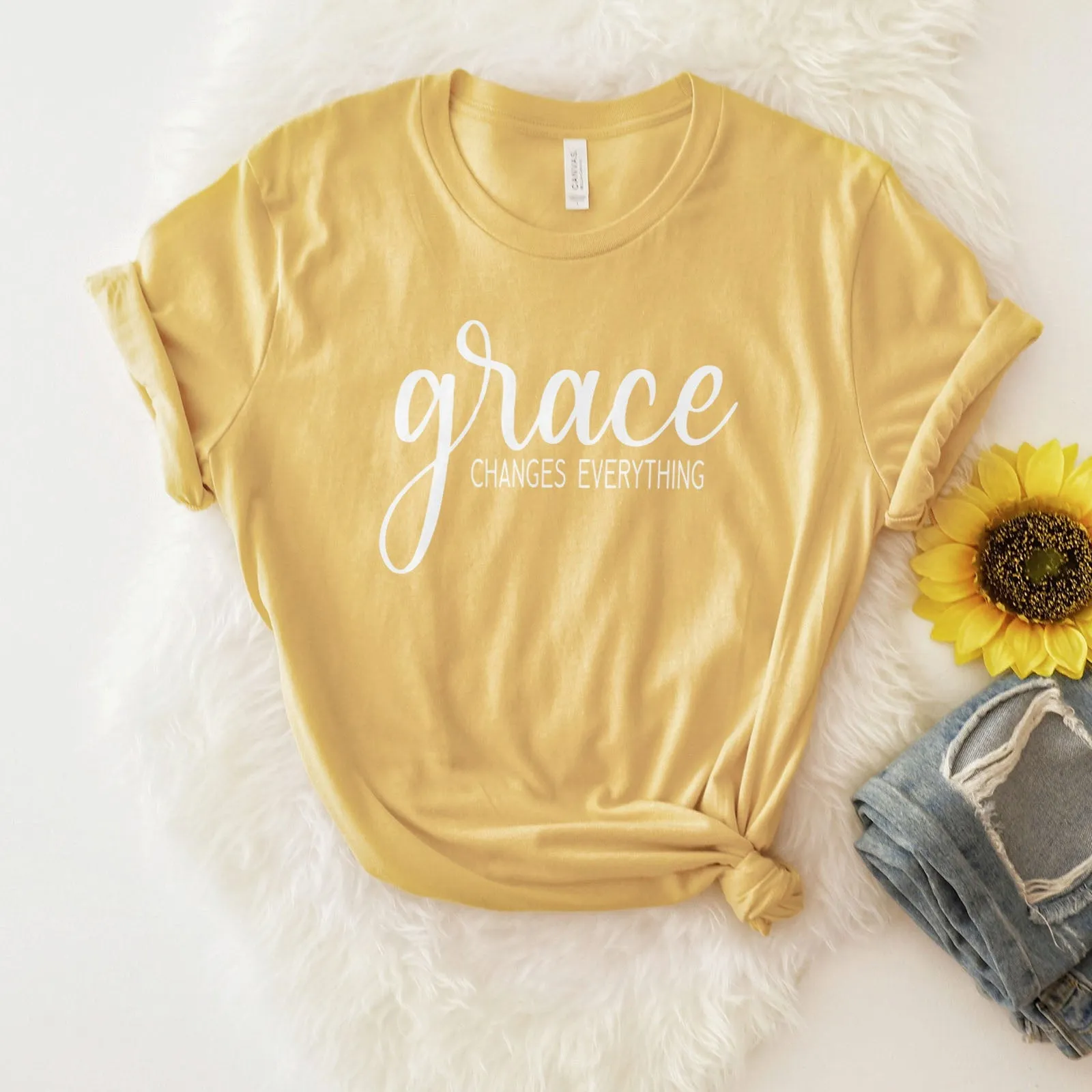 Grace Changes Everything Simple Tee Shirts For Women - Christian Shirts for Women - Religious Tee Shirts