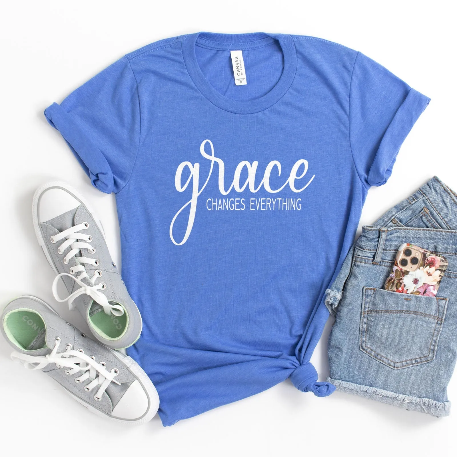 Grace Changes Everything Simple Tee Shirts For Women - Christian Shirts for Women - Religious Tee Shirts