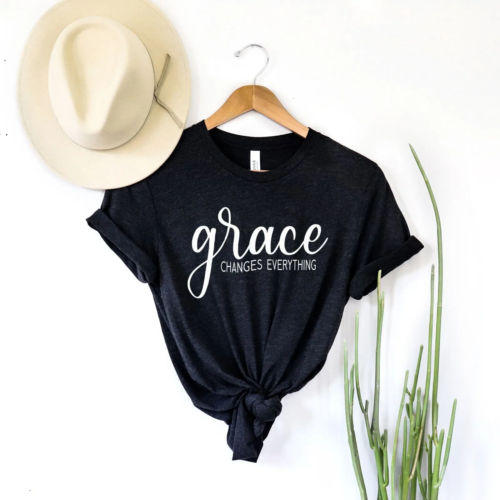 Grace Changes Everything Simple Tee Shirts For Women - Christian Shirts for Women - Religious Tee Shirts