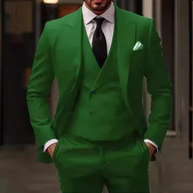 Green Plus-sized Foreign Trade Three-piece Groom Best Man Suit