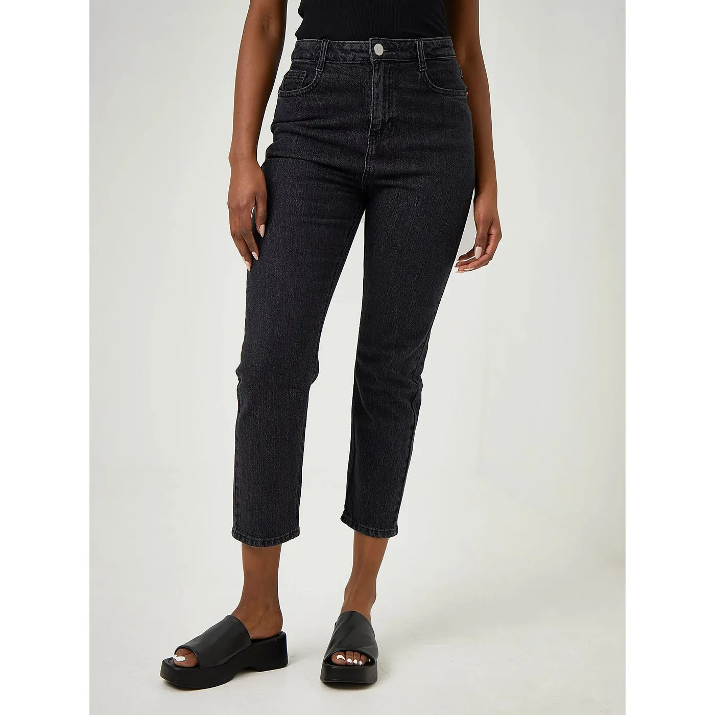 GRGE Black High Rise Straight Jeans