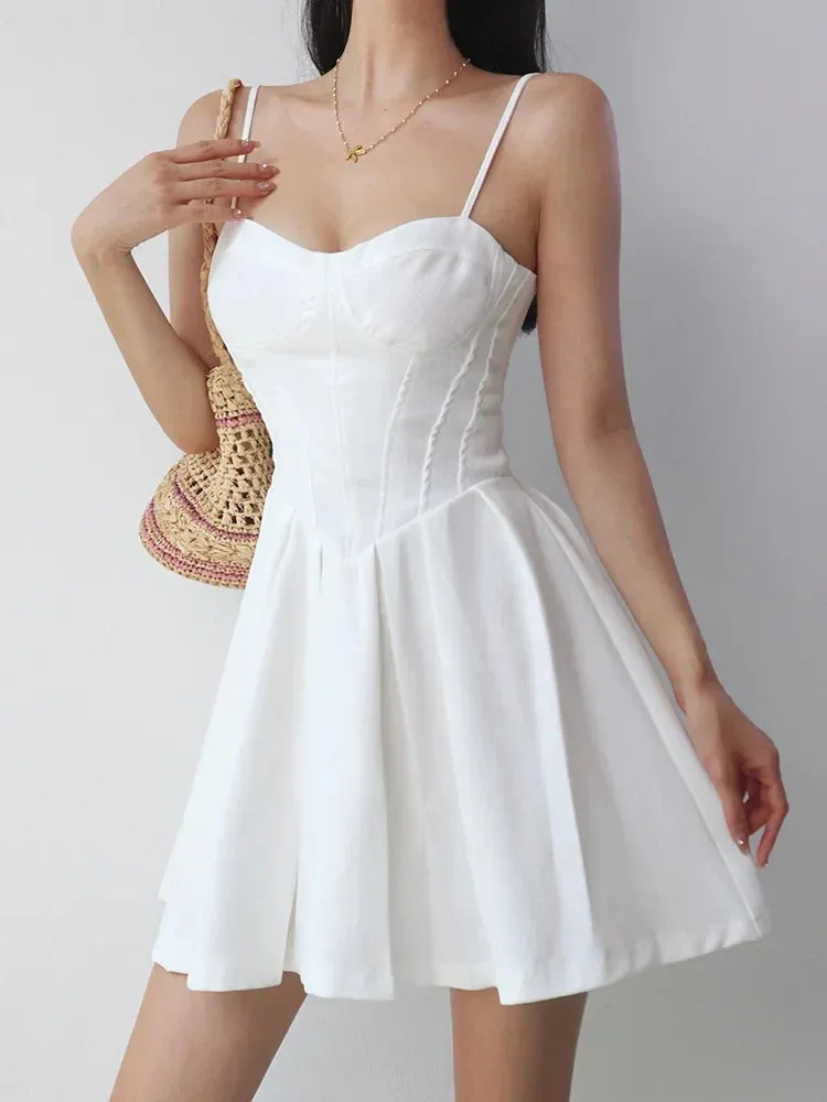 Holiday Style Sling Waistband Princess Fashion Sleeveless Sweet Slimming Dress