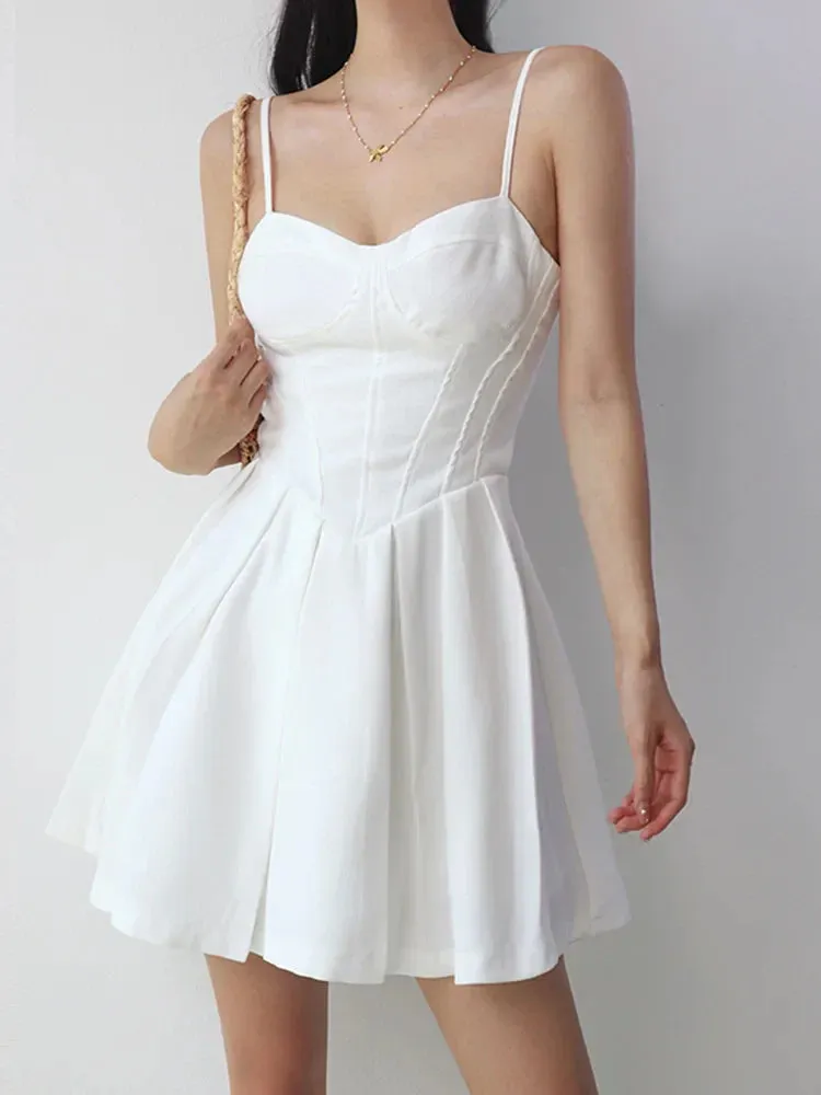 Holiday Style Sling Waistband Princess Fashion Sleeveless Sweet Slimming Dress