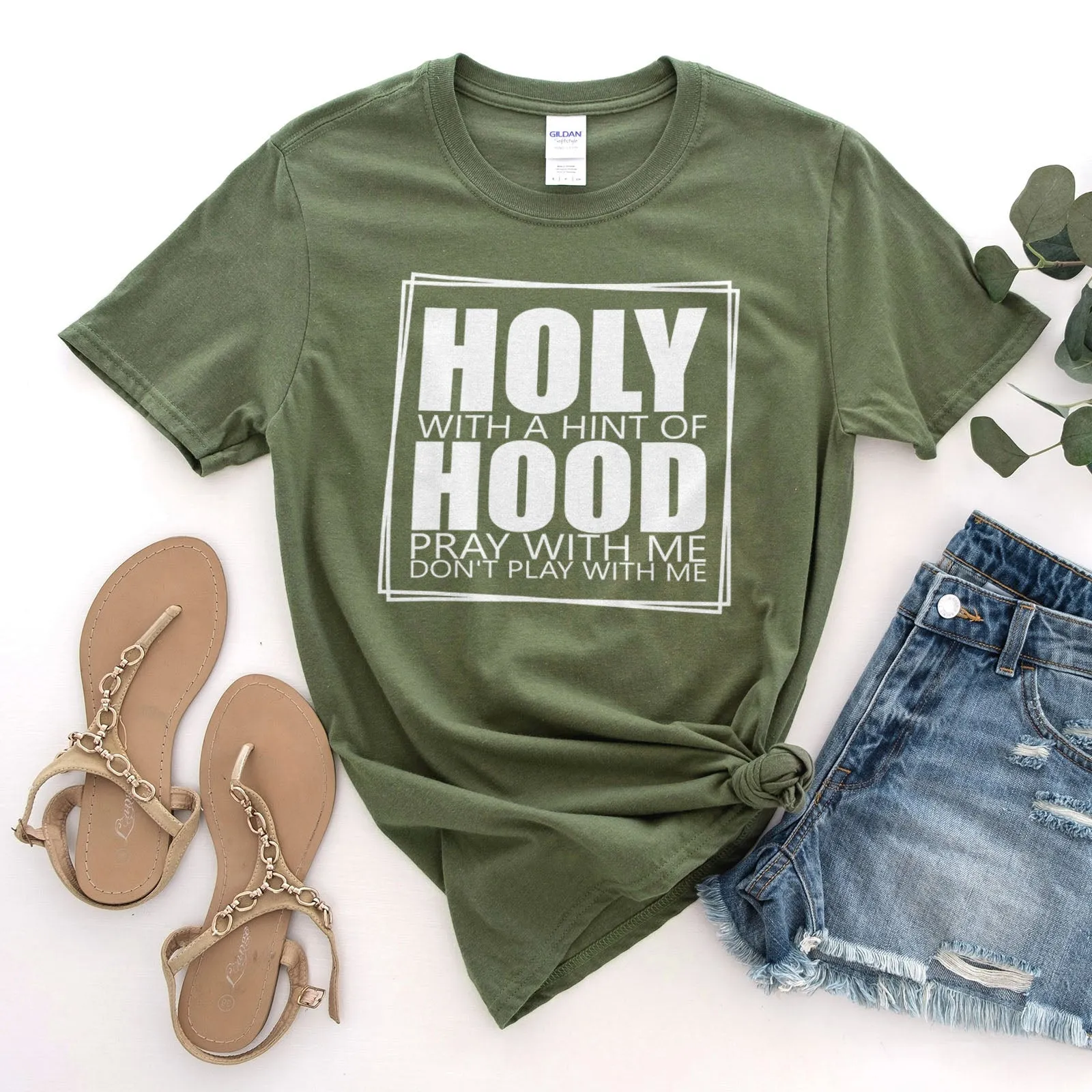 Holy With A Hint Of Hood Tee Shirts For Women - Christian Shirts for Women - Religious Tee Shirts