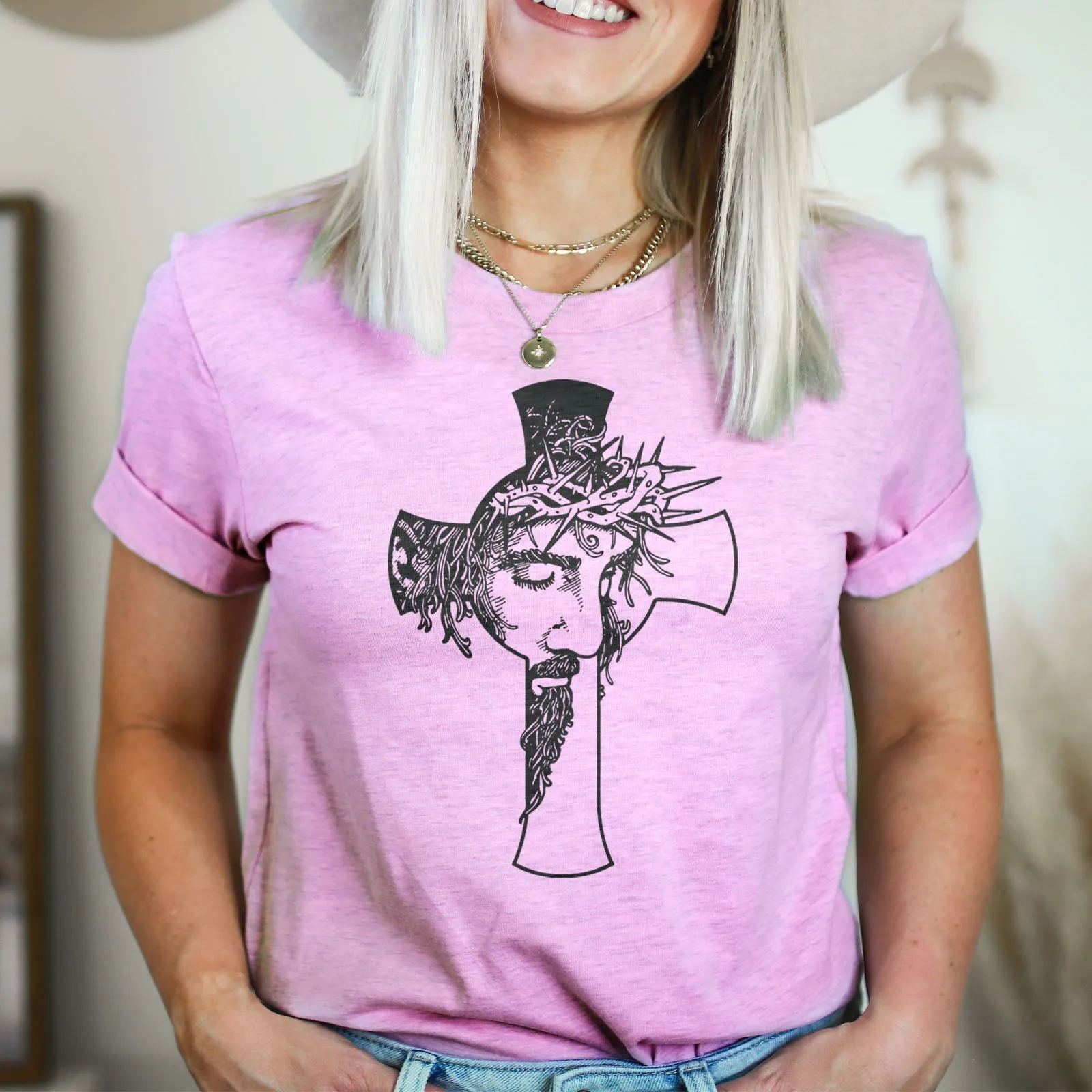 Jesus Cross Tee Shirts For Women - Christian Shirts for Women - Religious Tee Shirts