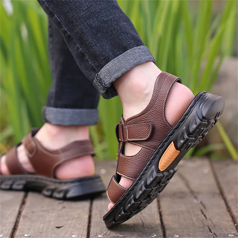 Leisure Genuine Leather Open Toe Sandals for Men