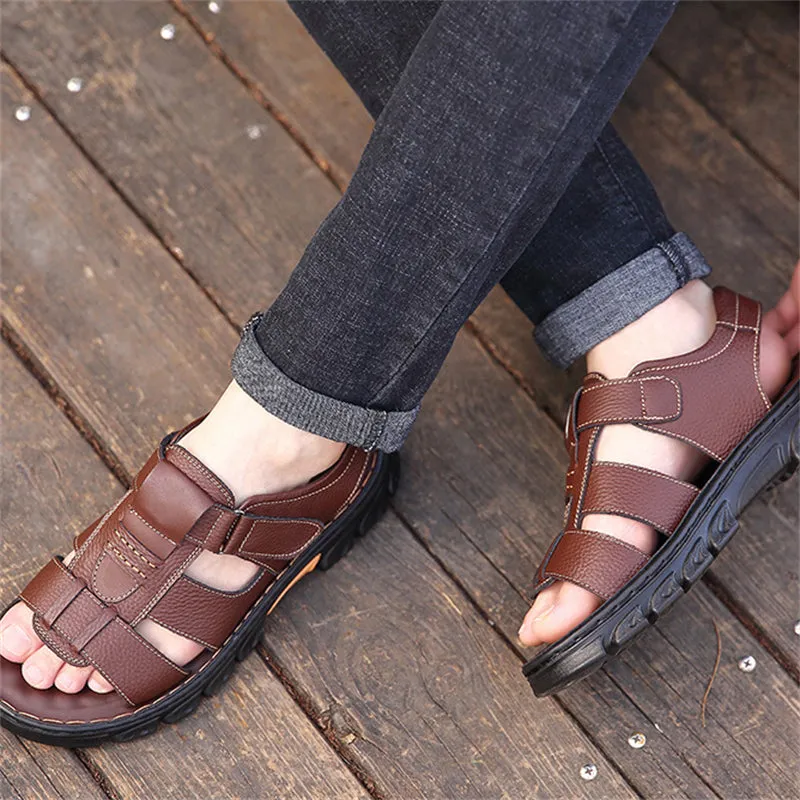 Leisure Genuine Leather Open Toe Sandals for Men