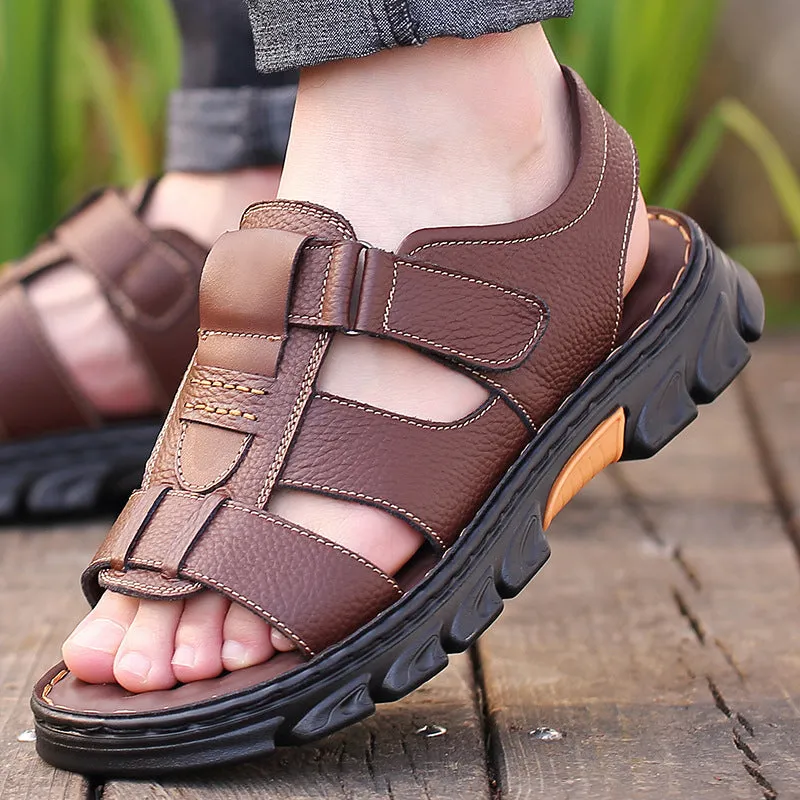 Leisure Genuine Leather Open Toe Sandals for Men