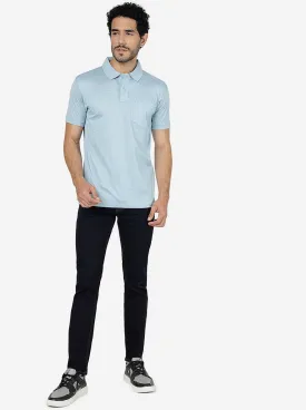 Light Blue Solid Slim Fit Polo T-Shirt | JadeBlue