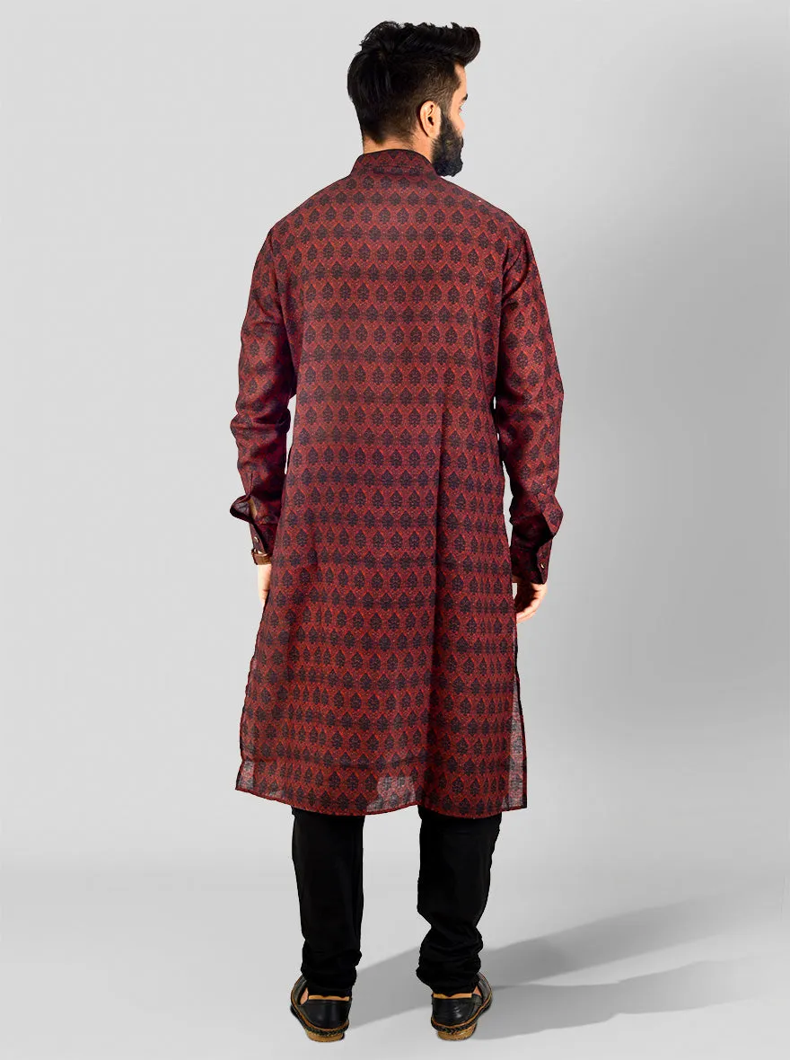 Maroon & Black Kurta Set | Azania