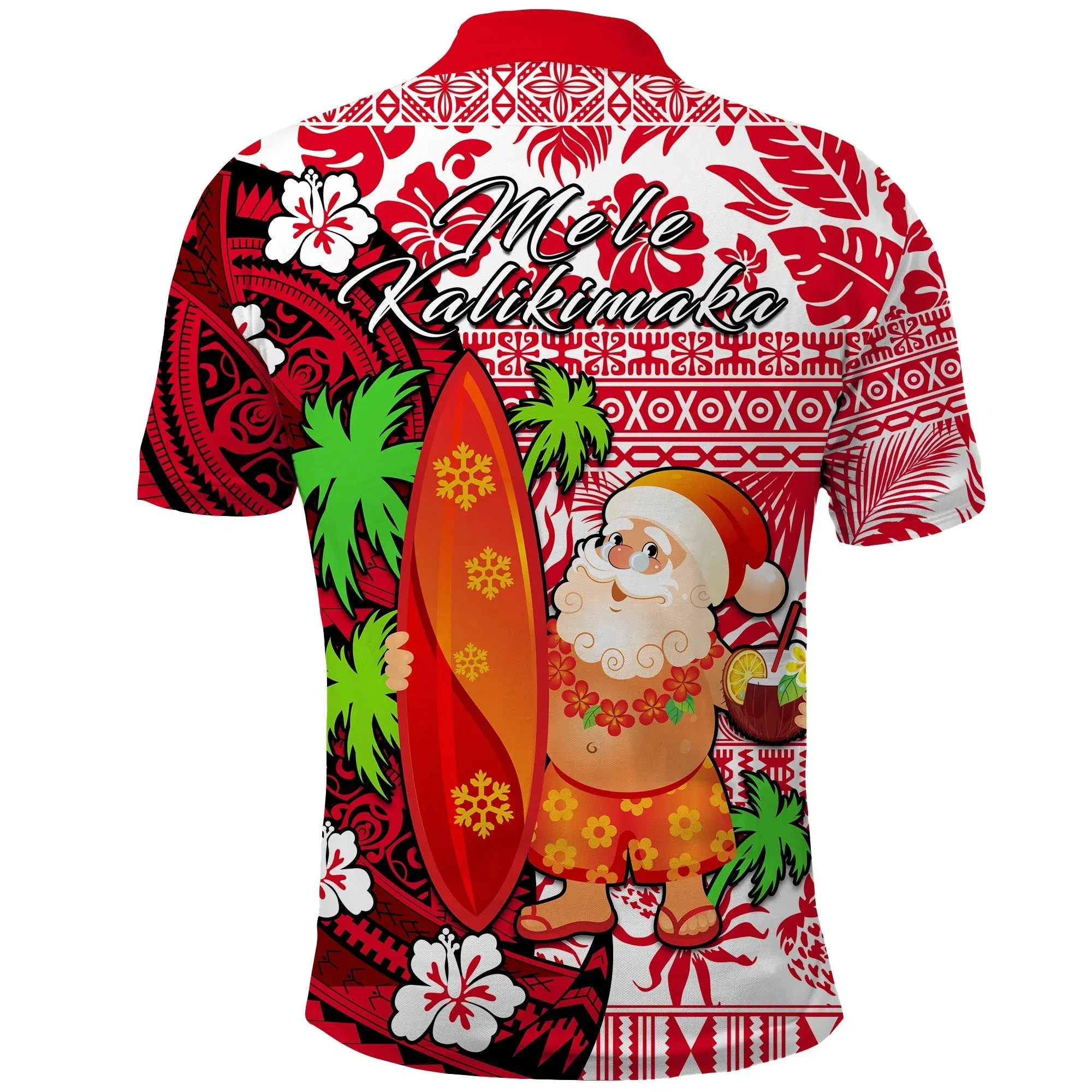 Mele Kalikimaka Polo Shirt Christmas Hawaii with Santa Claus, Christmas Polo Shirts For Men Women