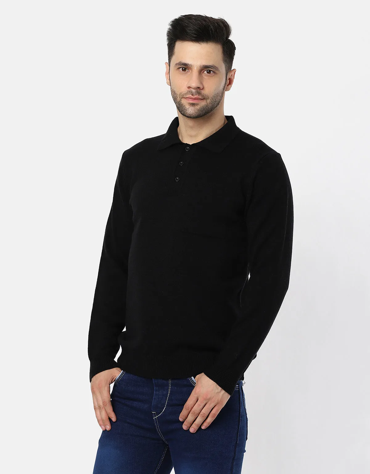 Men Woolen Collar Neck Pullover