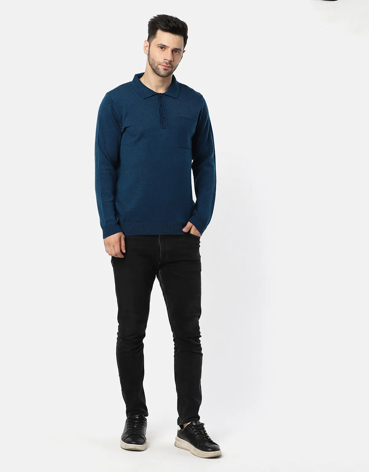 Men Woolen Collar Neck Pullover