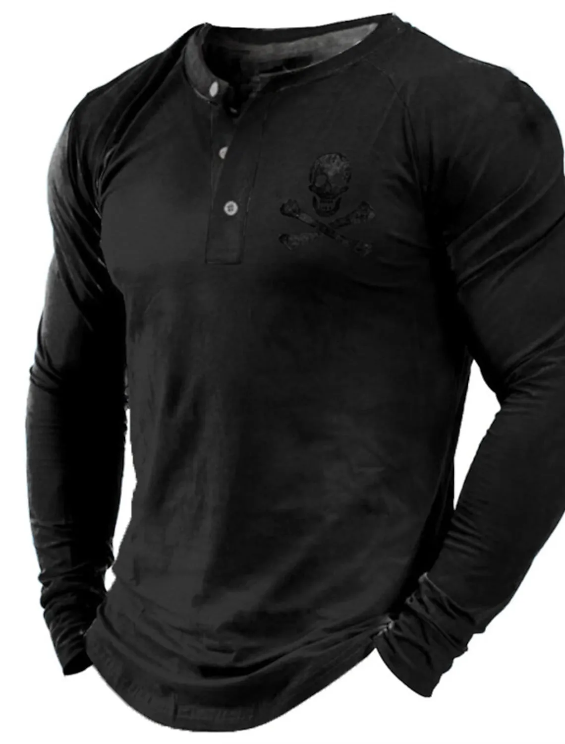 Men's Henley Shirt Cool Shirt Long Sleeve Shirt Skull Graphic Prints Henley Hot Stamping Street Vacation Long Sleeve Button-Down Print Clothing Apparel Designer Basic Modern Contemporary