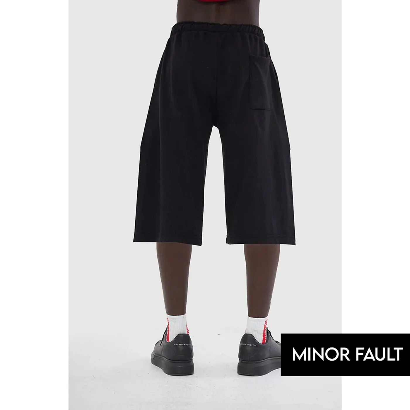 (Minor Fault) Black 3/4 Relaxed Fit Shorts