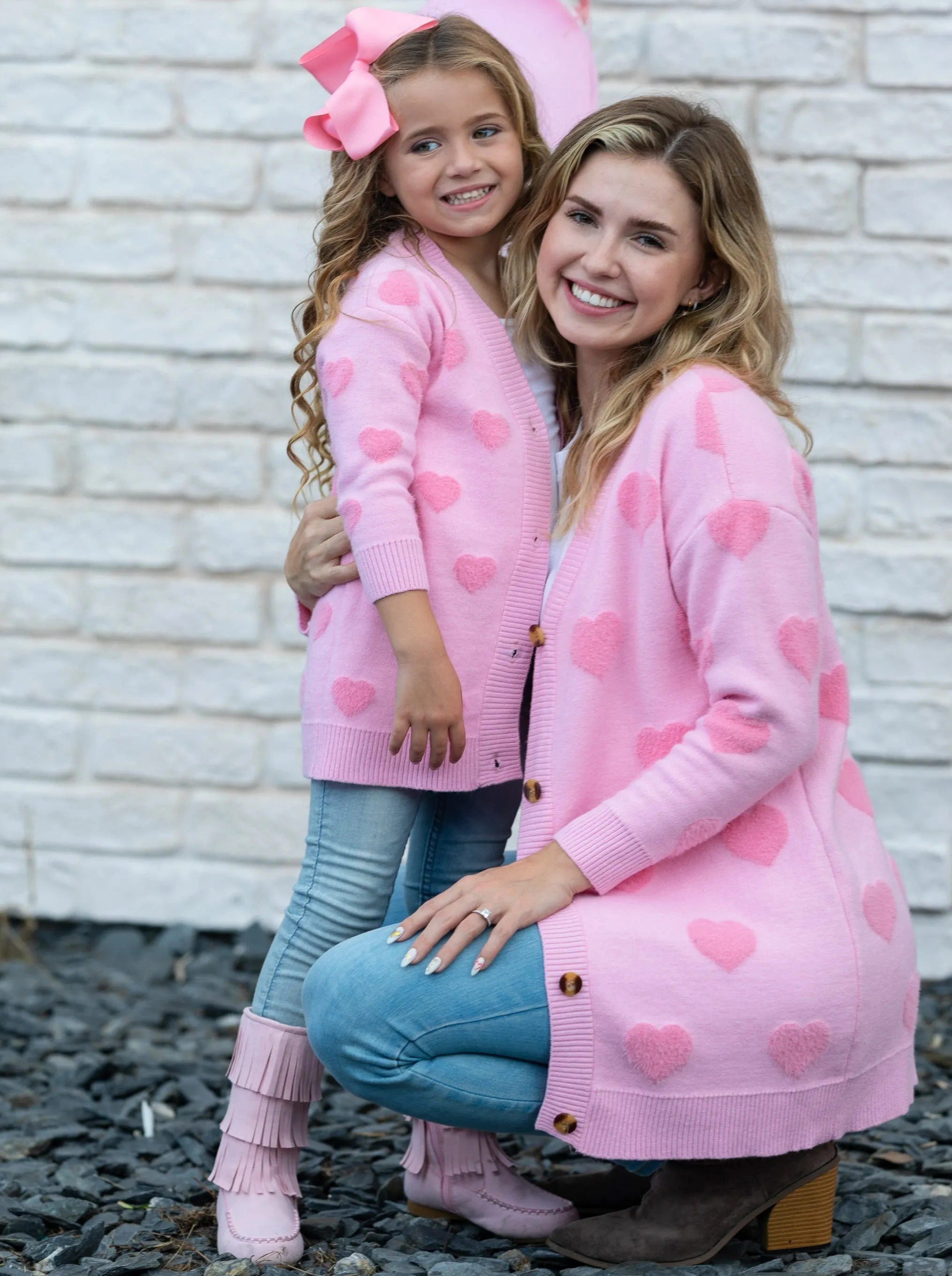 Mommy And Me You Make My Heart Fuzzy Cardigan