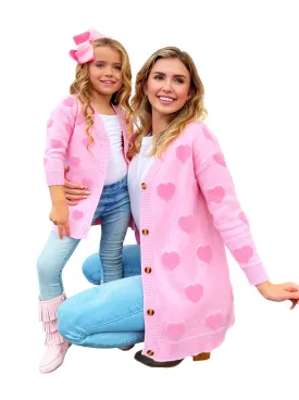 Mommy And Me You Make My Heart Fuzzy Cardigan