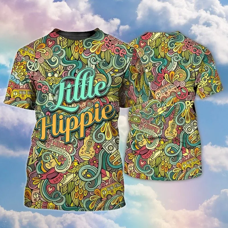 Peace Hippie 3D T Shirt, Vintage Hippie Peace 3D Full Printed Shirts, Hipster Shirts, Cool Hippie Gift