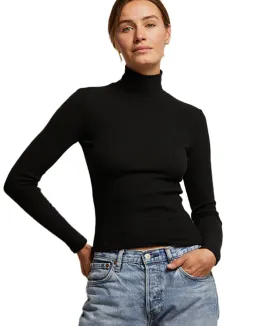 Perfect White Tee Women Noelle Rib Turtleneck Sweater