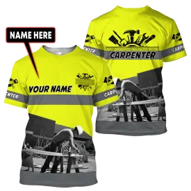 Personalized Name Carpenter Unisex Yellow Shirt Men Carpenter T Shirts