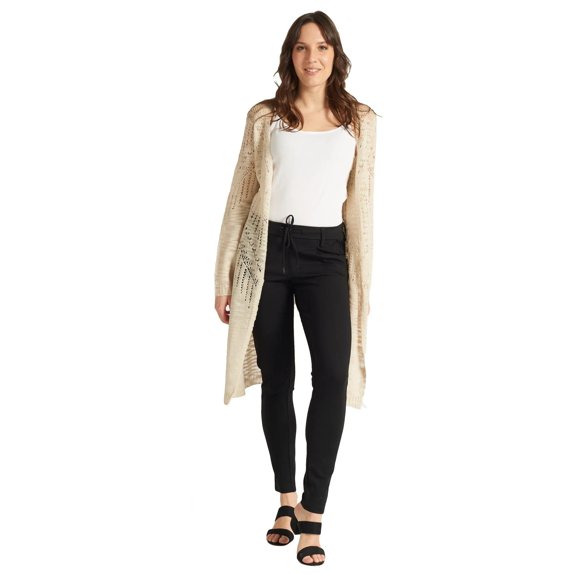 Pointelle Cardigan - Beige