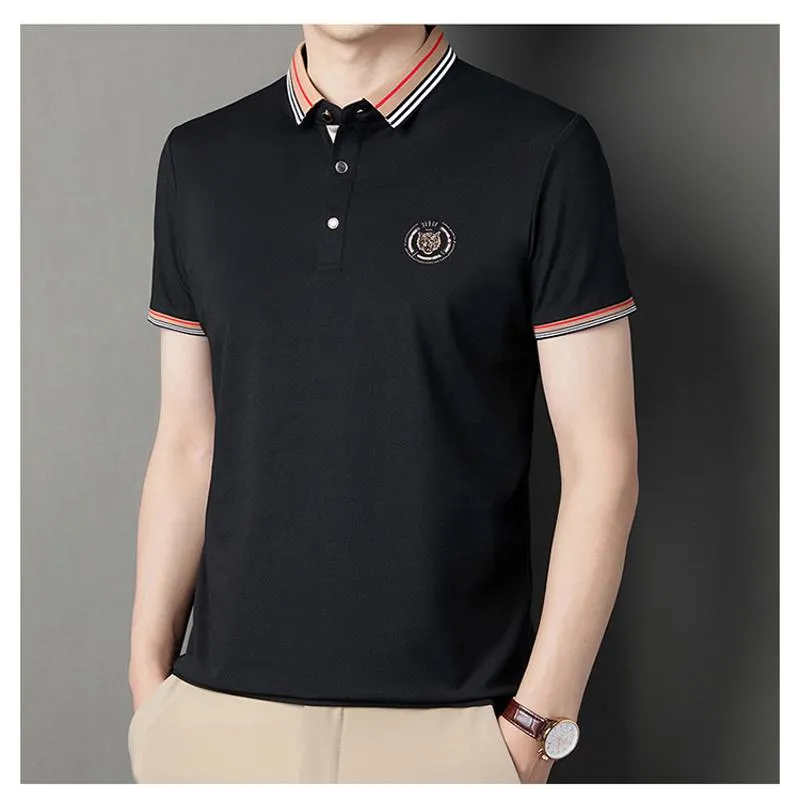 Premium Silk Cotton Casual Business Versatile Chic Short Sleeve Polo Shirt