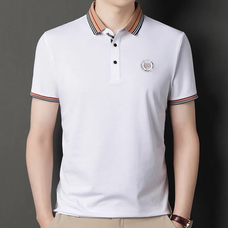 Premium Silk Cotton Casual Business Versatile Chic Short Sleeve Polo Shirt