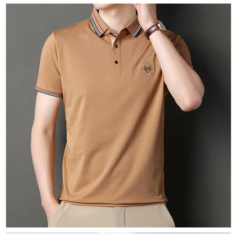 Premium Silk Cotton Casual Business Versatile Chic Short Sleeve Polo Shirt