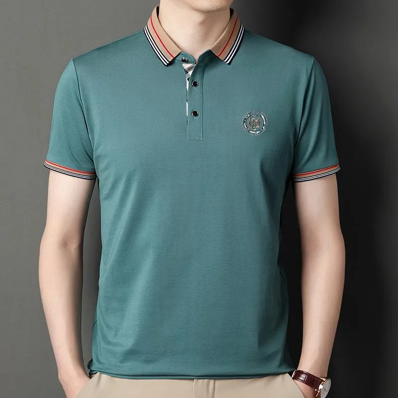 Premium Silk Cotton Casual Business Versatile Chic Short Sleeve Polo Shirt