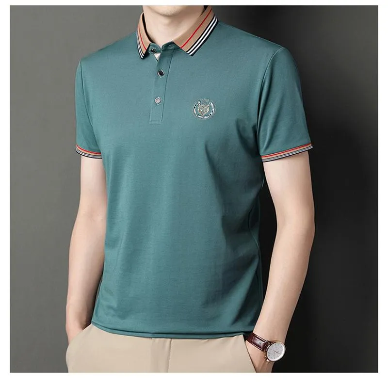 Premium Silk Cotton Casual Business Versatile Chic Short Sleeve Polo Shirt